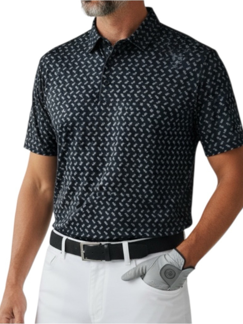 Walter Hagen Polo Mens 2XL Performance Black Gray Tropical Pineapple Print Shirt